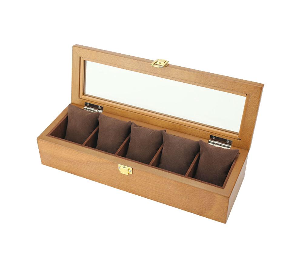 5 Slots European Wooden Mechanical Watch Organizer - Leather Purse Backpack