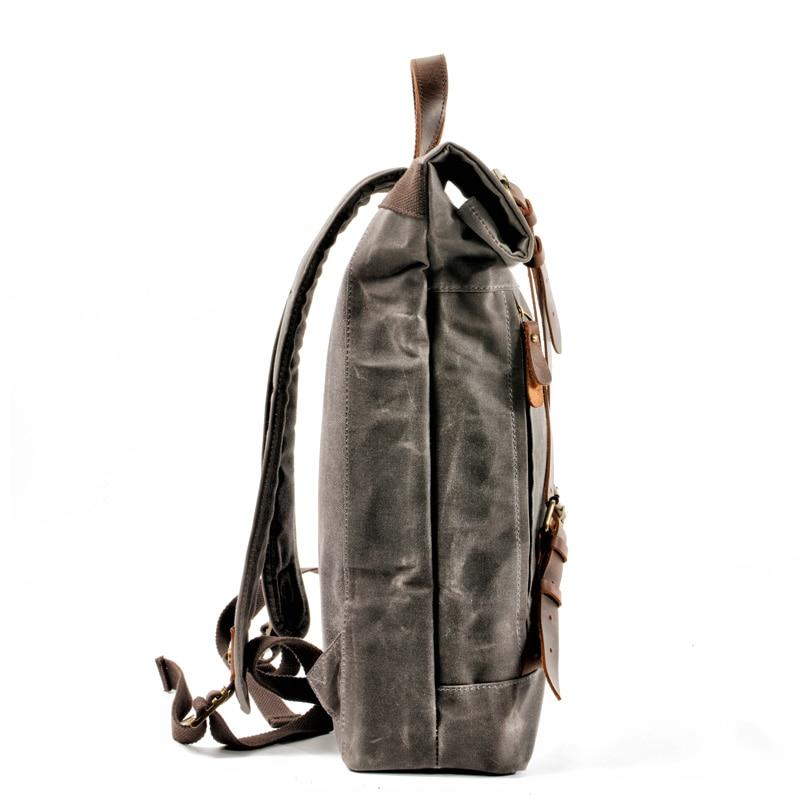Waxed Hard Canvas Leather Waterproof 15 Inch Laptop Backpack Waxed Hard Canvas Leather Waterproof 15 Inch Laptop Backpack