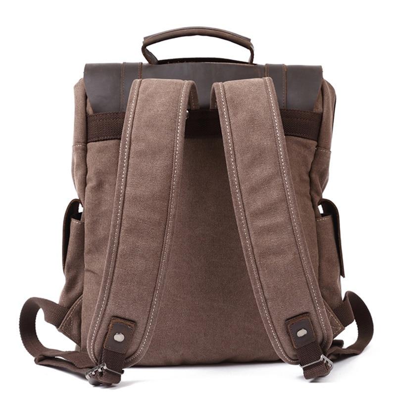 Retro canvas leather school backpack 20 liters