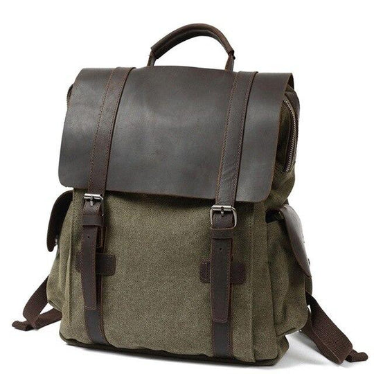 Vintage style canvas leather school daypack 20 liters