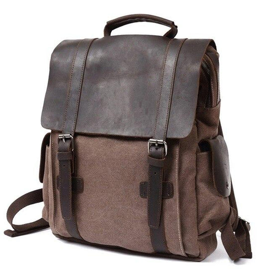 Vintage canvas leather school bag with 20-liter capacity