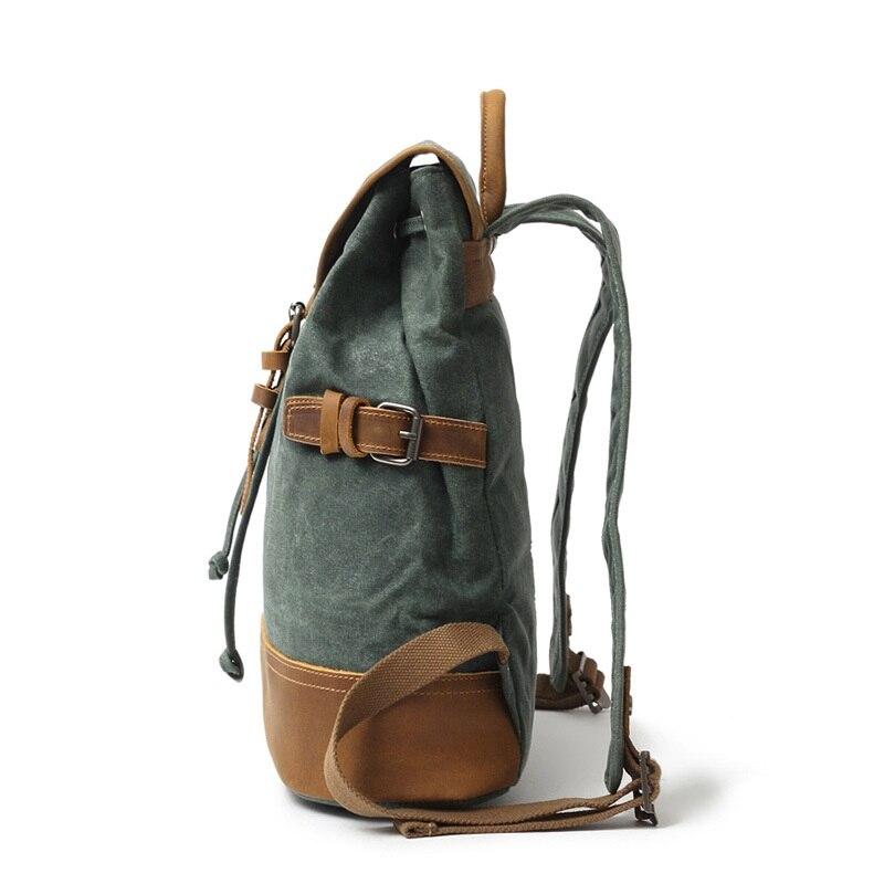 Vintage waxed canvas leather daypack 20L with waterproofing