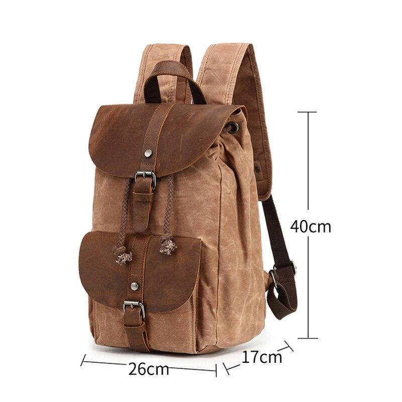 Water-resistant canvas leather multifunctional backpack in 20 to 35 liters