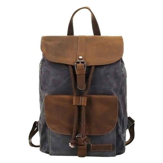 Men's waterproof canvas leather multifunctional backpack 20-35L