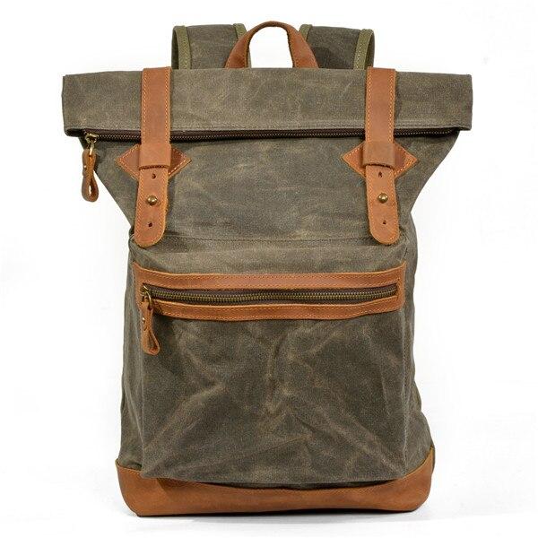 20-liter luxury canvas leather waterproof daypack for students