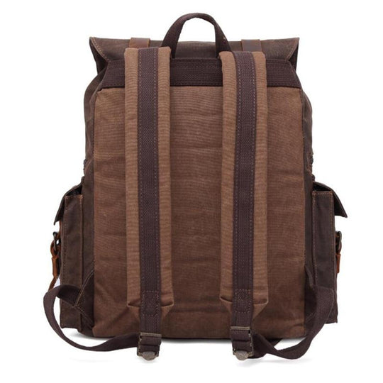 Waterproof retro canvas leather trekking backpack for men 20 liters