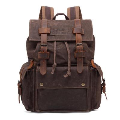 Waterproof retro style canvas leather backpack 20L