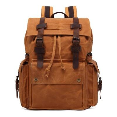 Water-resistant retro canvas leather hiking backpack 20L
