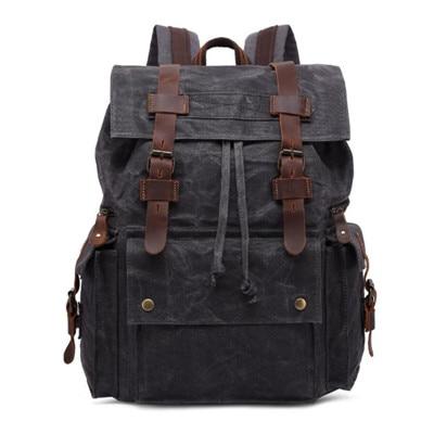 Men's waterproof retro canvas leather backpack 20L