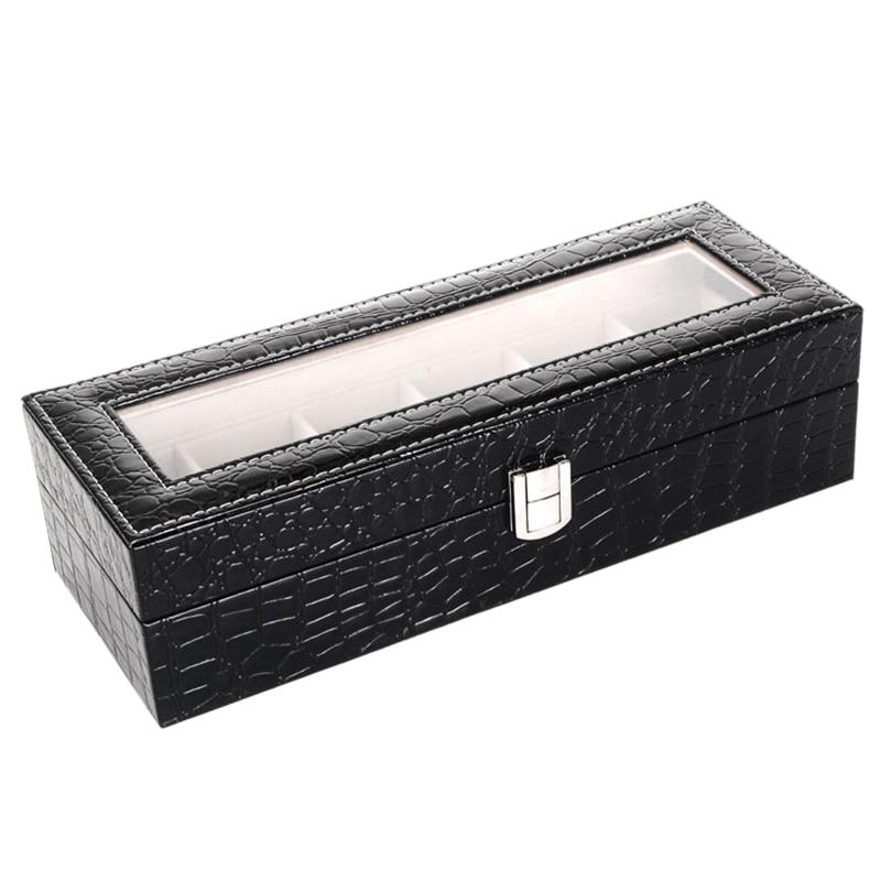 Black Leather Watch and Jewelry Storage Box - Leather Purse Backpack