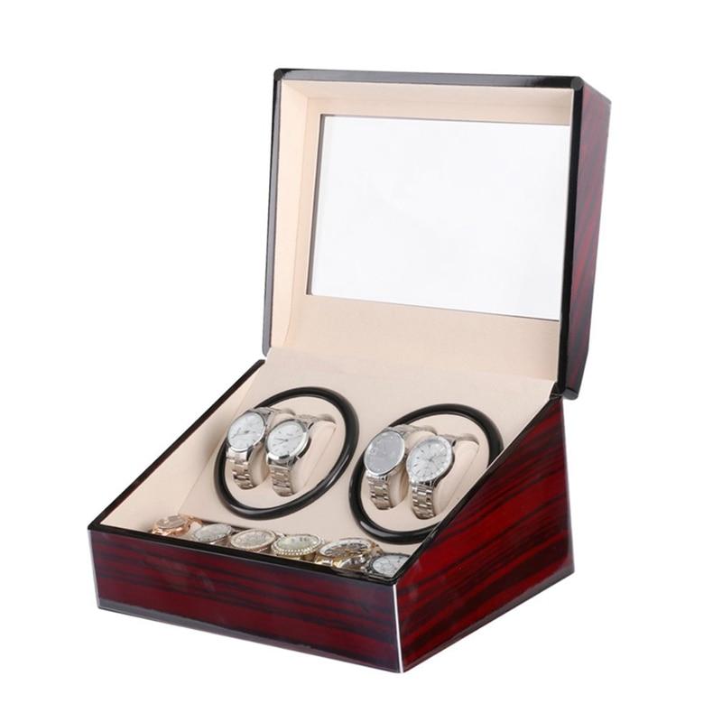 Dark Brown Automatic Mechanical Watch Winders Storage Box - Leather Purse Backpack