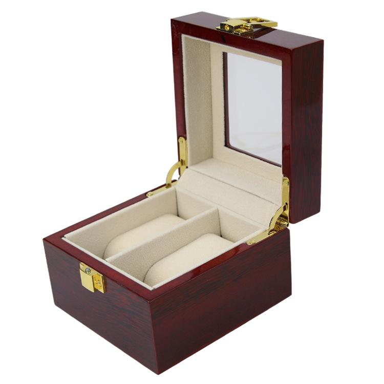 Burgundy Wood Watch and Jewelry Box with 2 Compartments