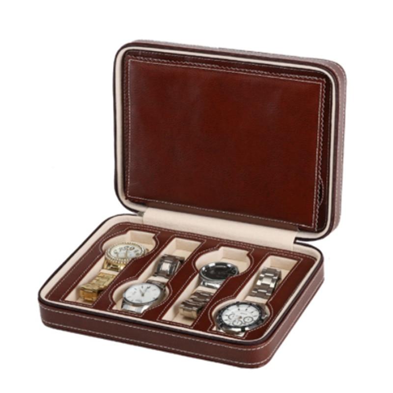 Brown Leather Watch Zippered Box Storage - Leather Purse Backpack