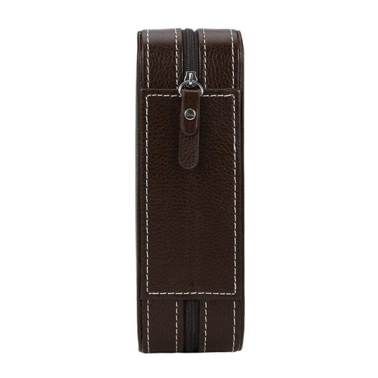 Brown Leather Watch Zippered Box Storage