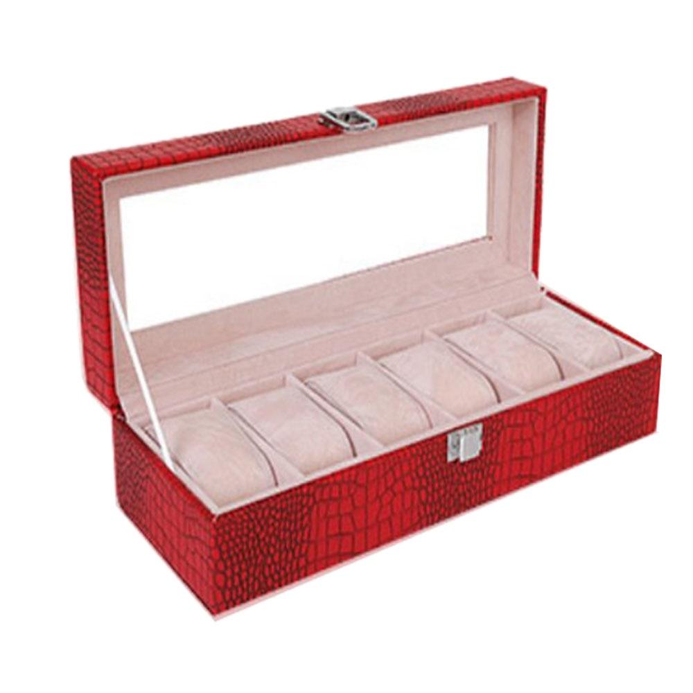 Red Leather Watch and Jewelry Display Storage Box - Leather Purse Backpack