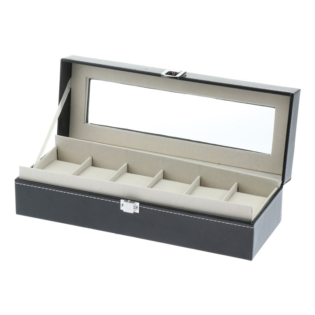 Gray Leather Watch and Jewelry Display Storage Box
