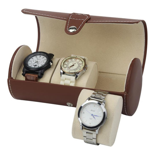Brown Leather Watch and Jewelry Travel Case