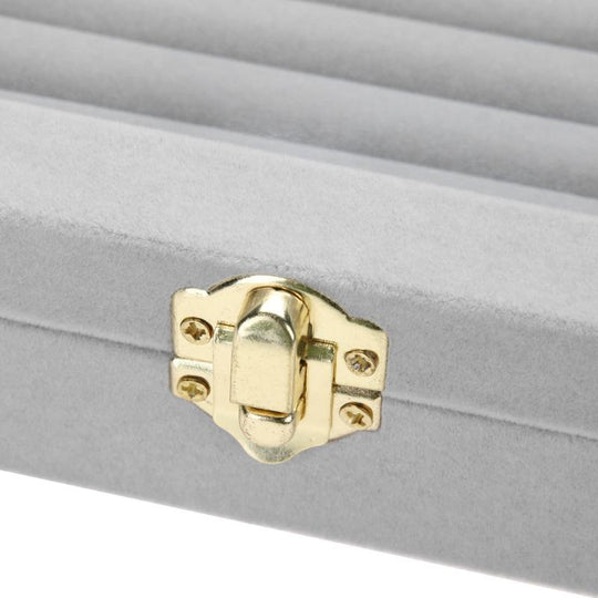 Gray Velvet Jewelry Storage Box with Glass Display