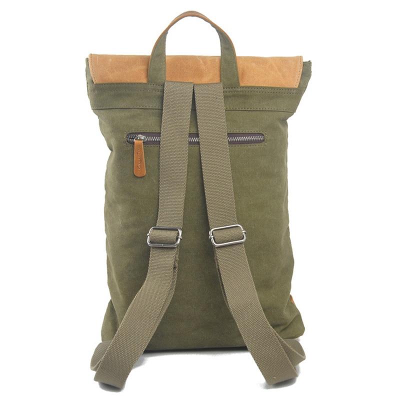 Men's vintage canvas leather trekking backpack 20-35 liters