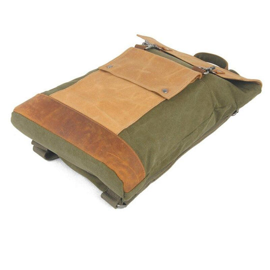 Retro canvas leather travel daypack 20-35L