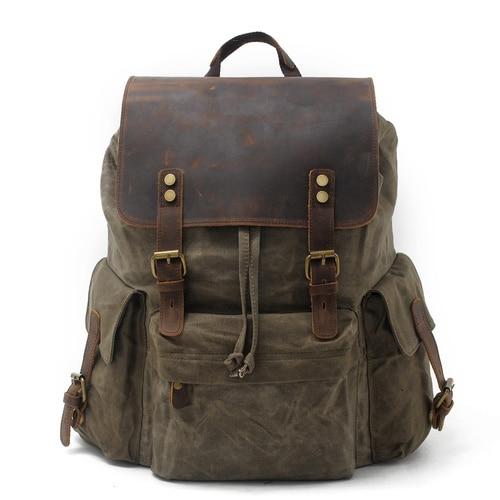 Waxed canvas leather daypack for heavy-duty use 76 liters waterproof