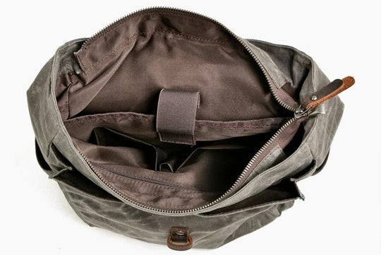 Large capacity waxed canvas leather backpack for school