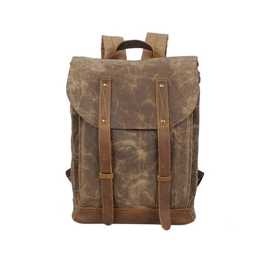 Waxed canvas leather daypack 20-35 liters vintage style