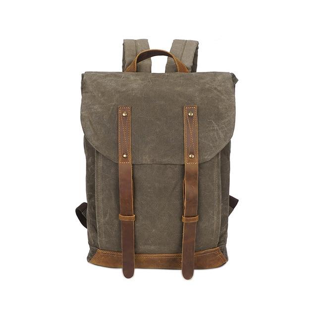 Men's vintage waxed canvas backpack with leather accents 20-35L
