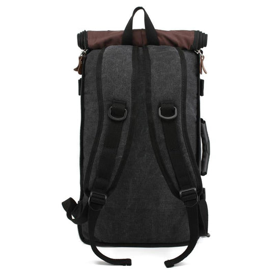 Two-tone retro canvas leather casual backpack 20-35 liters