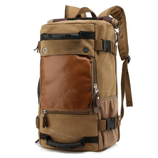 Casual two-tone canvas leather backpack for men 20-35 liters