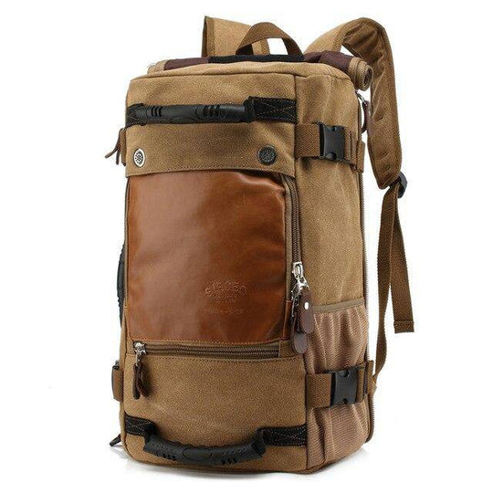 Premium Canvas Leather Backpack for Casual Use, 20-35 Liters - Leather Purse Backpack