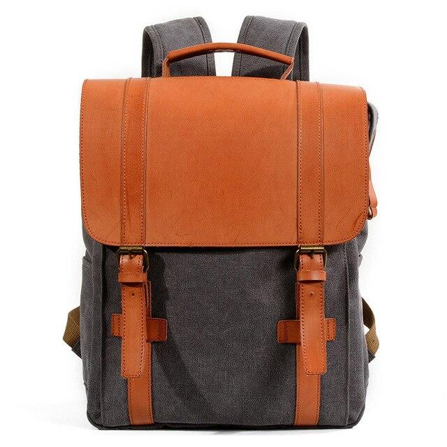 20-35L waterproof canvas leather daypack with multiple functions
