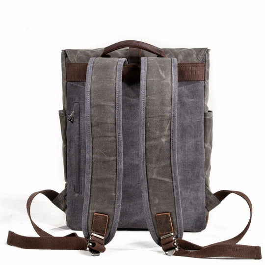 Retro style canvas leather traveling backpack 20-35 liters