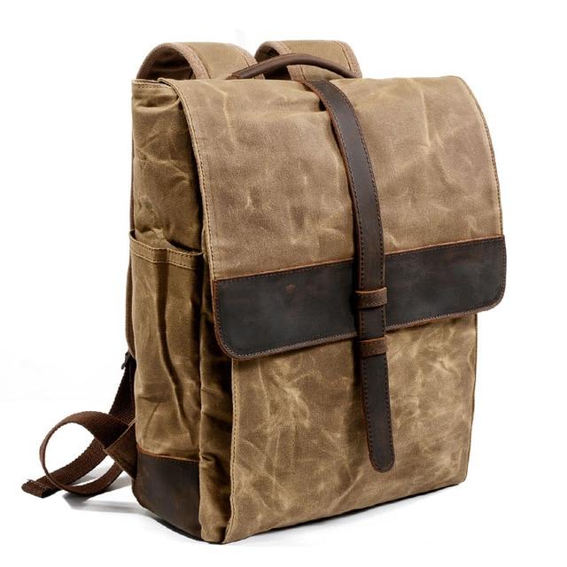 Canvas leather hiking backpack for traveling 20-35L