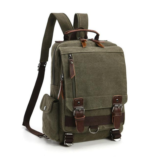 Men's waterproof vintage canvas leather travel backpack 20L