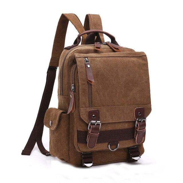Canvas leather retro waterproof travel backpack 20 liters