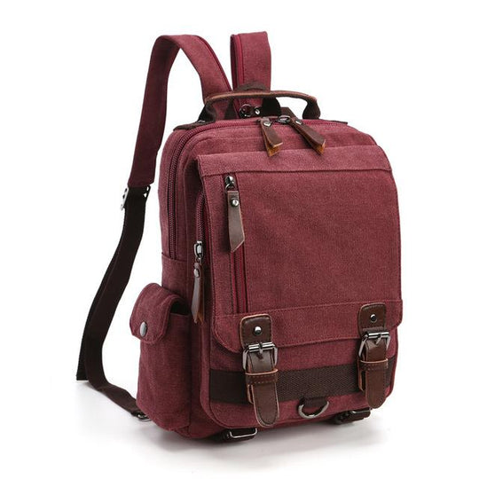 Water-resistant vintage canvas leather travel backpack 20 liters
