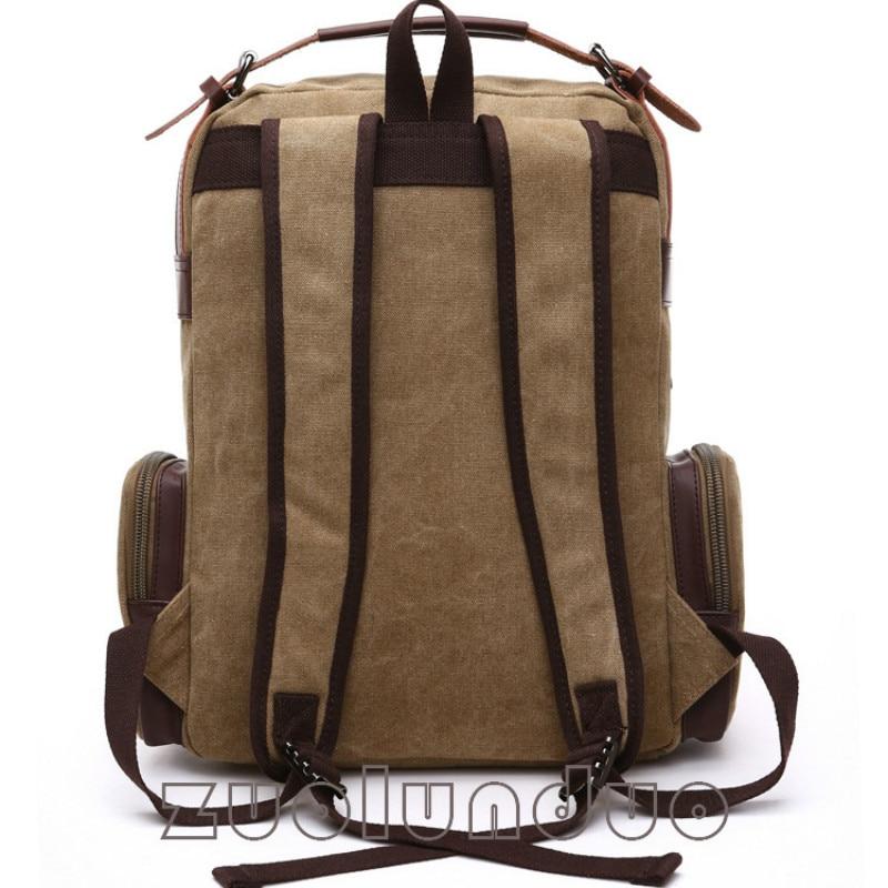 Multi-functional canvas leather trekking backpack for travel