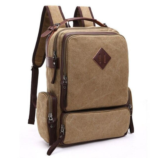Vintage canvas leather travel backpack with multiple functions