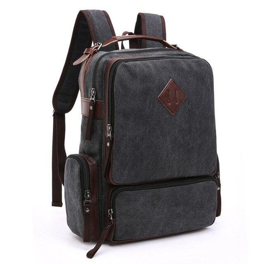 Water-resistant canvas leather multi-functional travel daypack