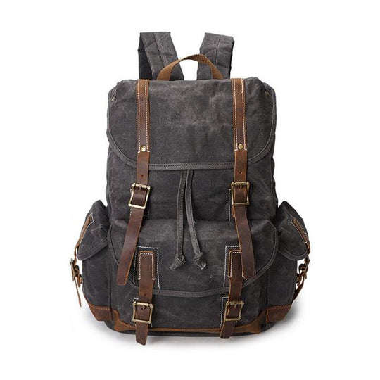 Men's canvas leather 20-35L daypack for laptops and luggage