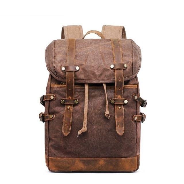 Waterproof student backpack in canvas leather 20 to 35 liters