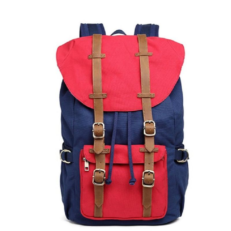 Men's multi-functional canvas leather travel backpack with 20-35L capacity