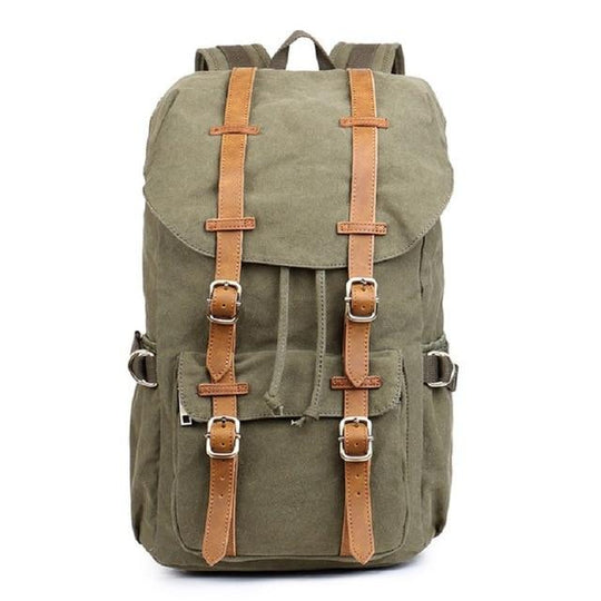 Retro style canvas leather multi-functional travel backpack 20-35 liters