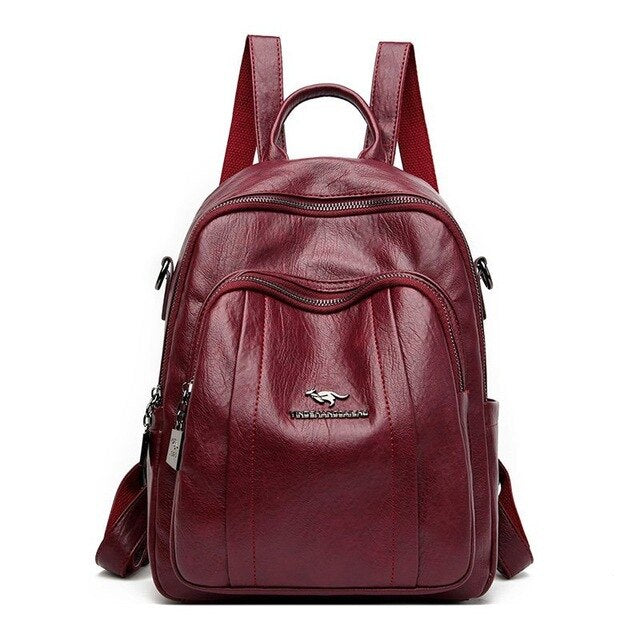 Men's large capacity designer PU leather shoulder bag and backpack
