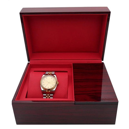 Burgundy Brown Glossy Wood Watch and Jewelry Storage Box