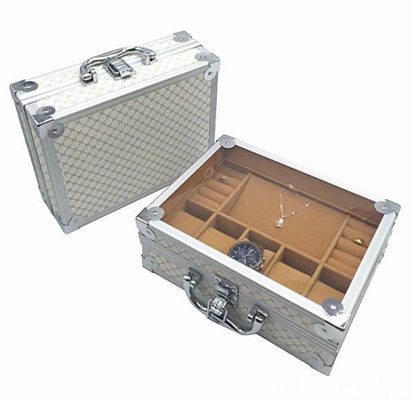 Luxury Silver Aluminum Watch and Jewelry Storage Suitcase - Leather Purse Backpack