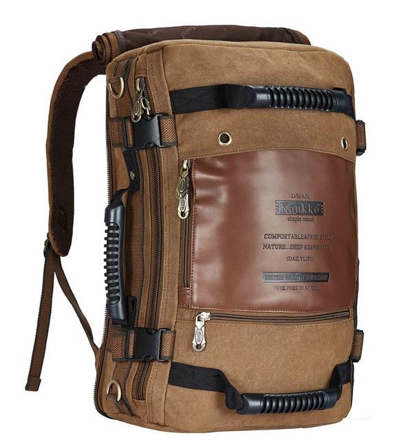 20-35L multi-functional canvas leather daypack