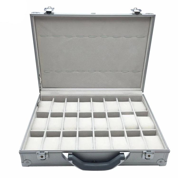 Silver Luxury Watch and Jewelry Suitcase Metal Storage Box - Leather Purse Backpack