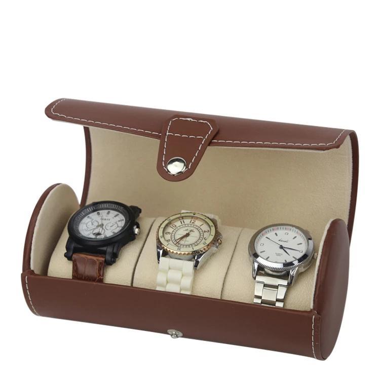 Brown Leather Watch and Jewelry Travel Case - Leather Purse Backpack